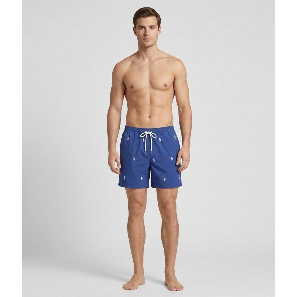 Polo Ralph Lauren Swim Trunks Mens 2XL Blue All Over Pony Logo Traveler Shorts